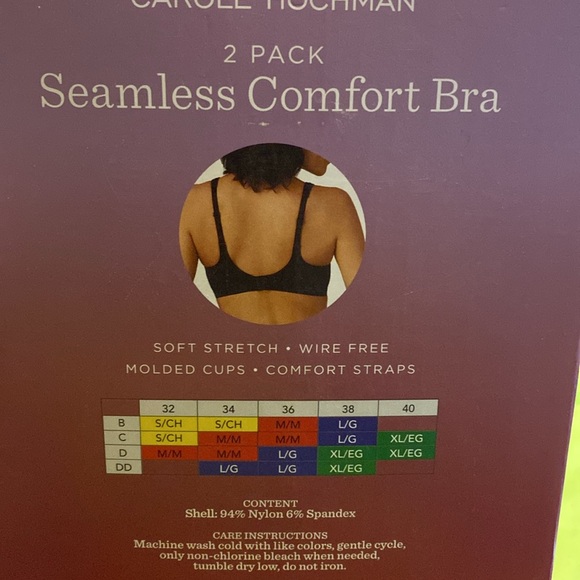 CAROLE HOCHMAN Seamless Comfort Bra 2 pack, Sizes M, Size L, New in Box - Picture 6 of 7